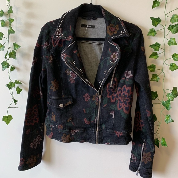 7 For All Mankind Black Denim Jacket - Picture 1 of 3